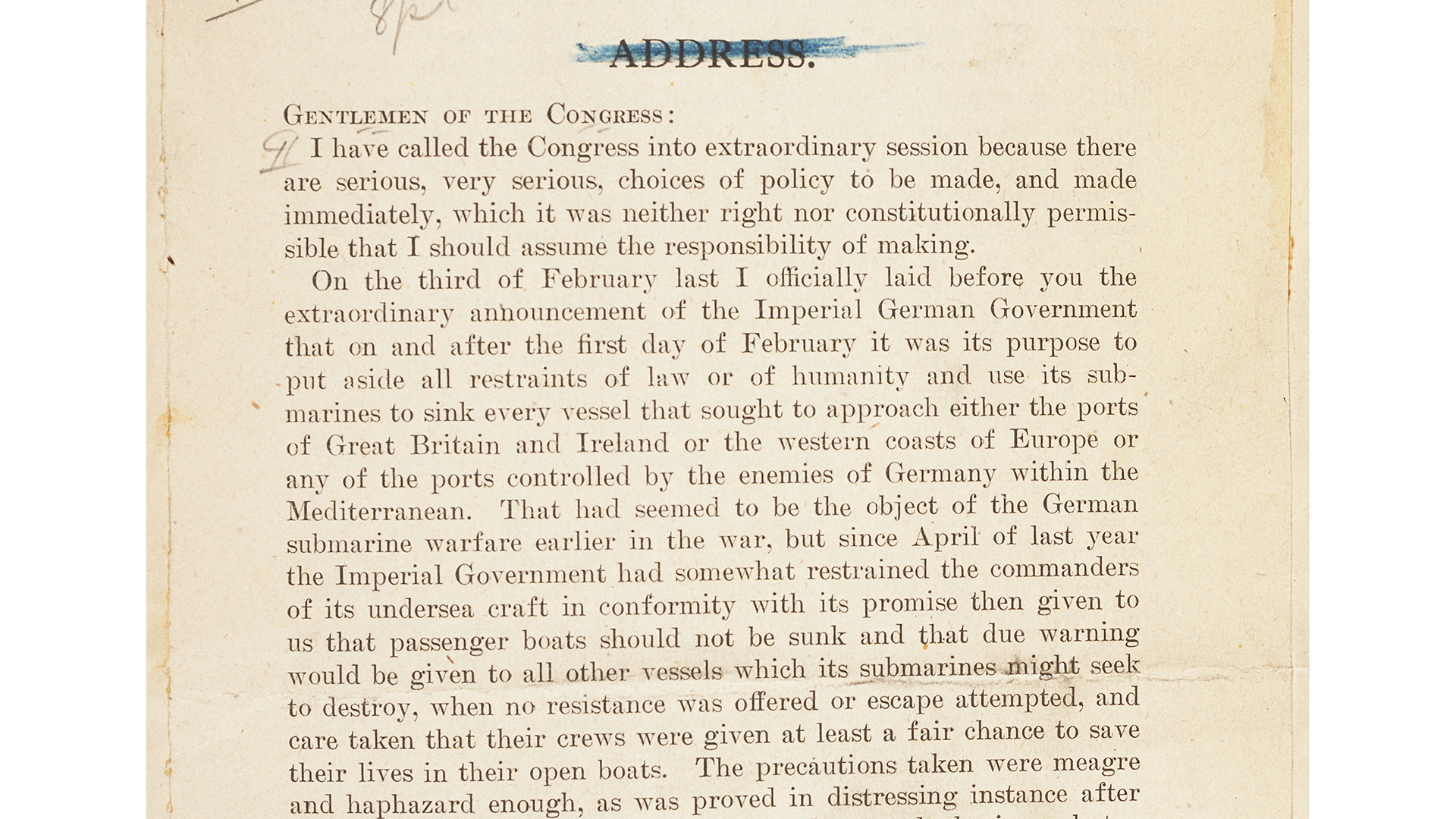 Joint Address to Congress Leading to a Declaration of War Against