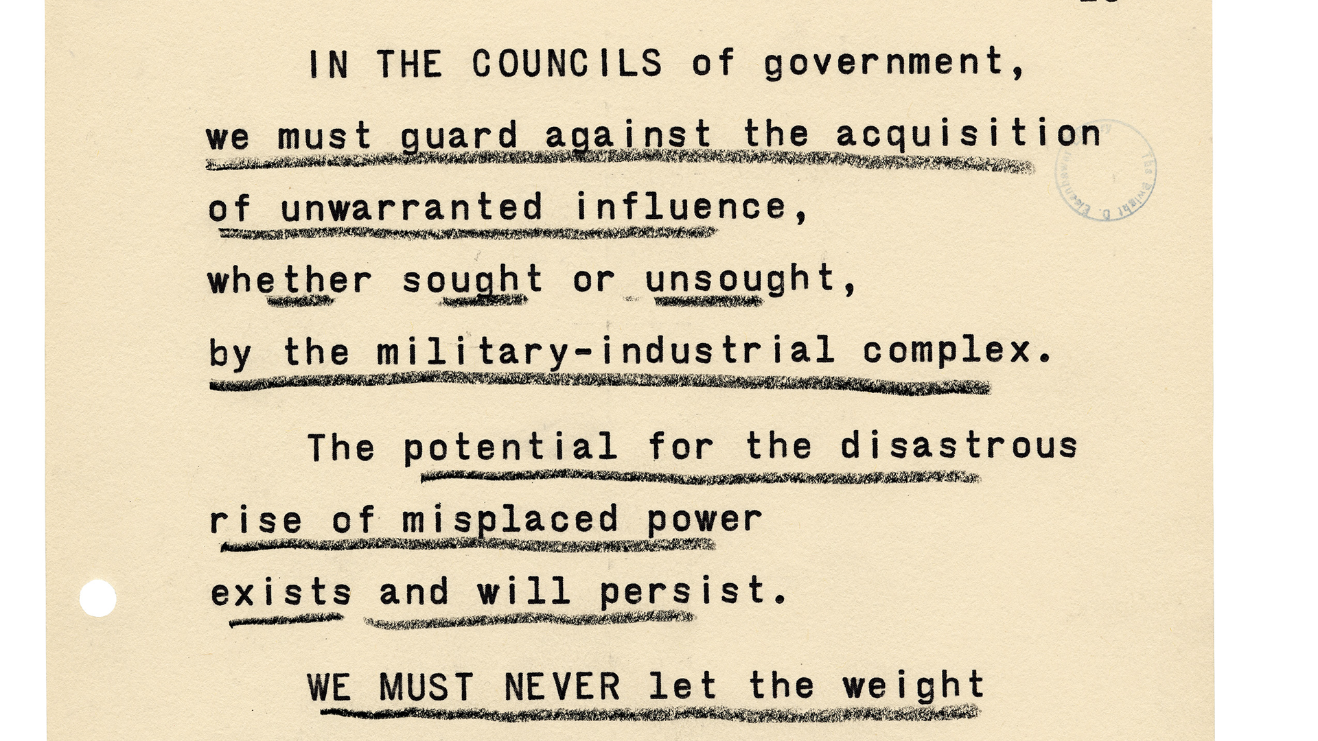 President Dwight D. Eisenhower's Farewell Address (1961) and Resource  Materials | PBS LearningMedia, image size:1920x1080